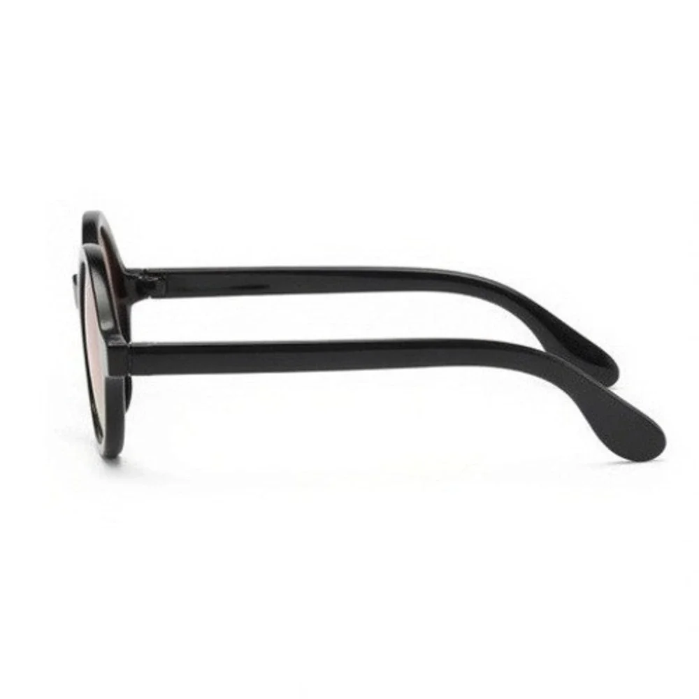 Mens Round Thick Black Frame Sunglasses Sunset Gradient Lens Retro Vintage Style